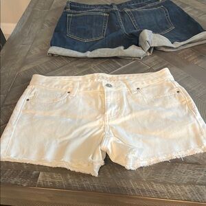 Boston Proper White Jean Shorts Distressed Hem